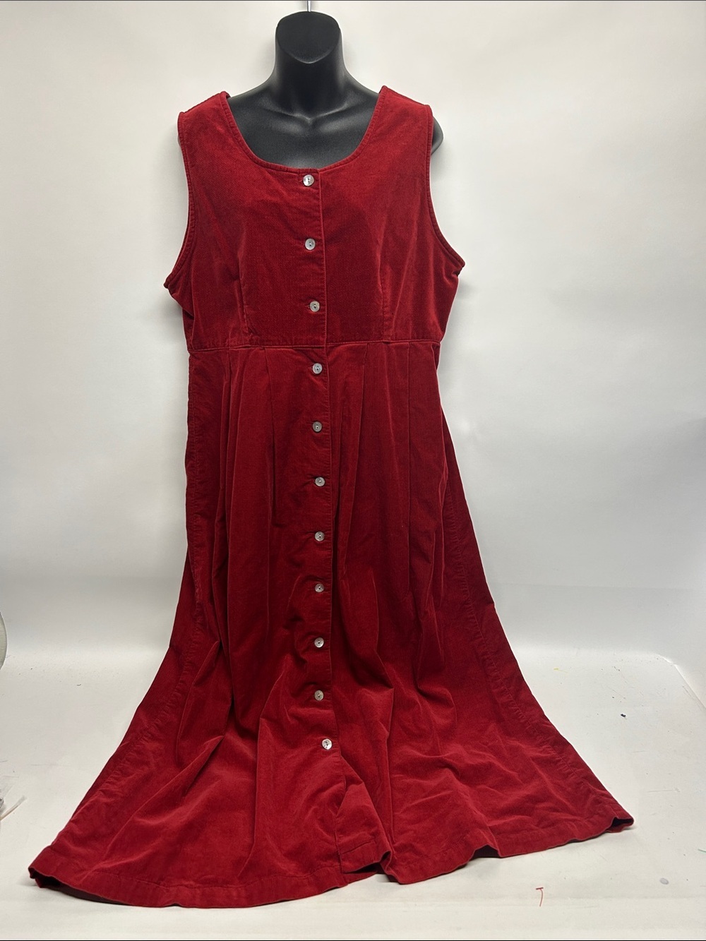 Woolrich Women's Red 100%Cotton Corduroy dress Button Detail